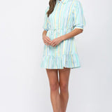 WATERCOLOR STRIPE PRINT MINI DRESS