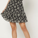 LACE TRIM TIERED RUFFLE DRESS