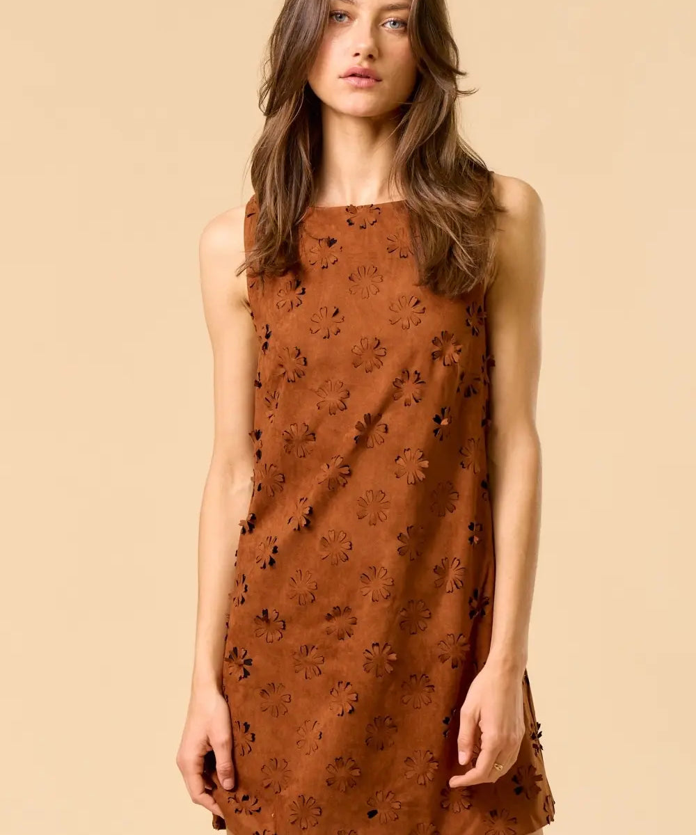 FLOWER CUT OUT SUEDE MINI