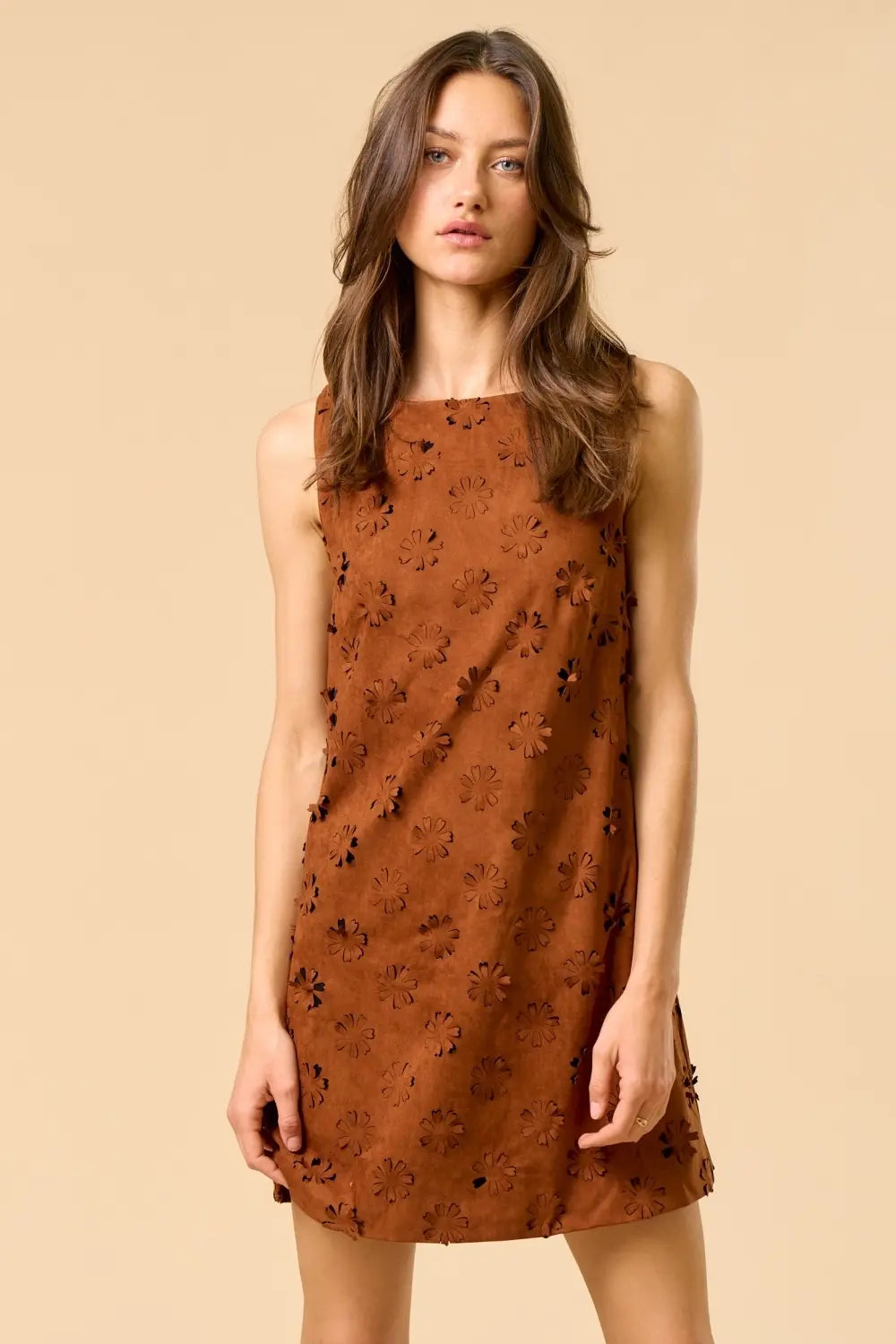 FLOWER CUT OUT SUEDE MINI