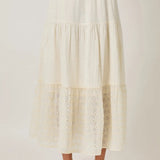 EMBROIDERED EYELET TIERED SKIRT