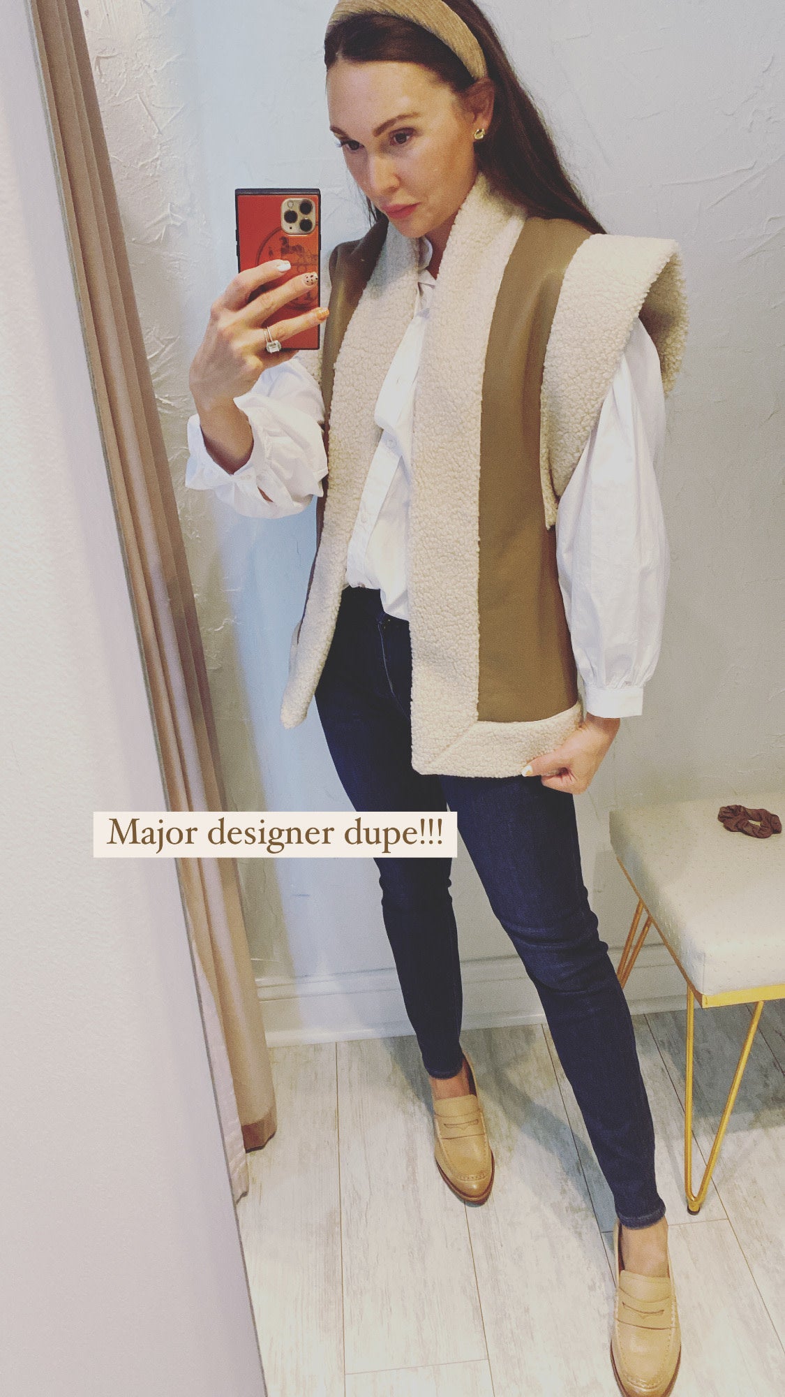 VEGAN LEATHER SHERPA VEST