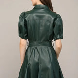 SSLV FAUX LEATHER DRESS