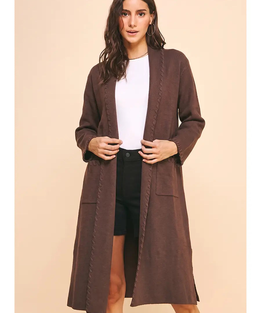 Edge Detail Open Knit Cardigan