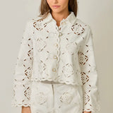 SCALLOP HEM EYELET JACKET