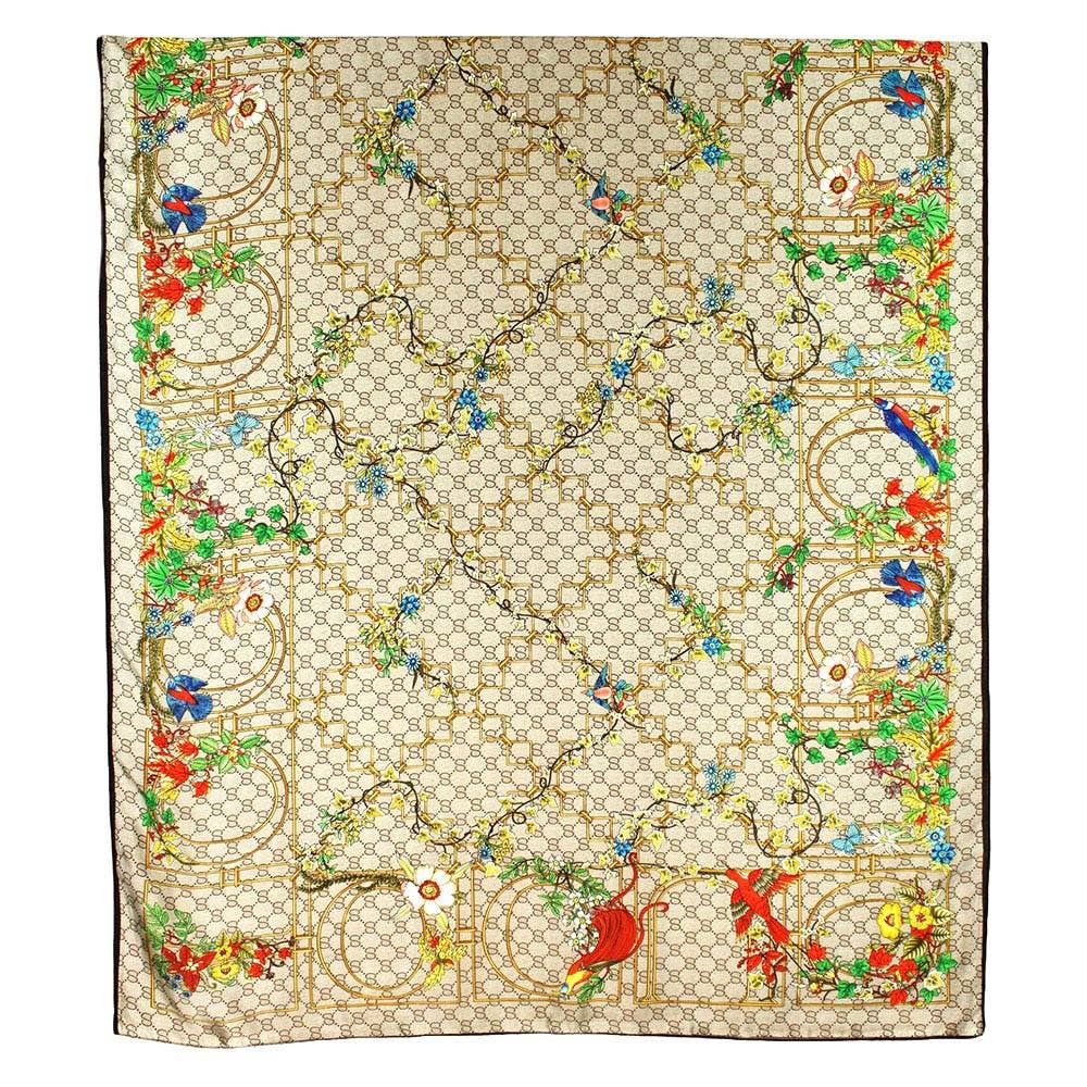 Elegant Floral Print Printed Oblong Silky Satin Scarf Shaw