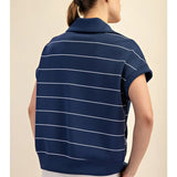 STRIPE QUARTER ZIP PULLOVER