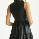 VEGAN LEATHER SLVLS MINI DRESS