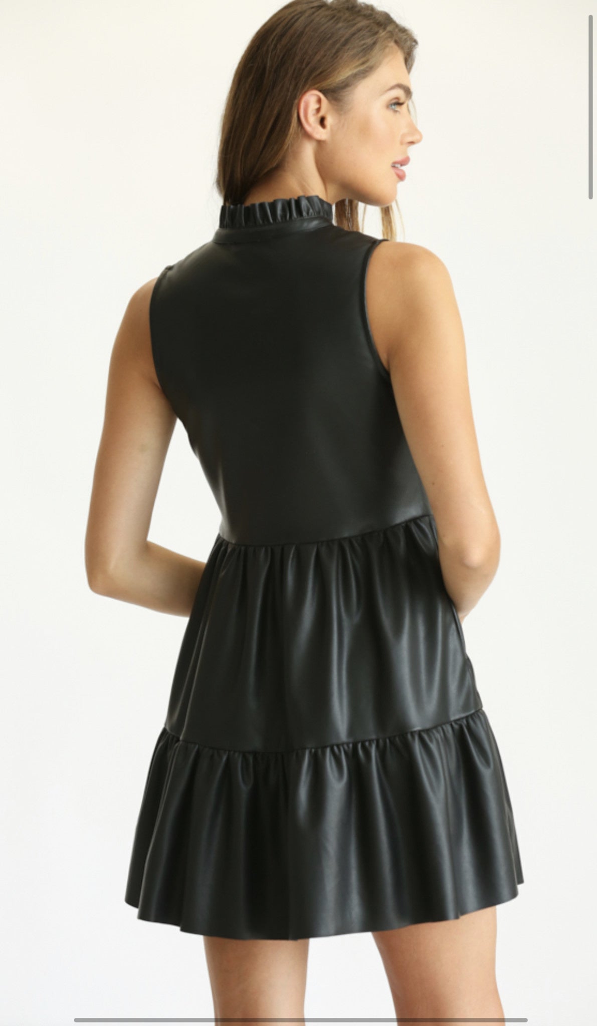 VEGAN LEATHER SLVLS MINI DRESS