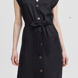SLVLESS VNECK BUTTON FRONT DRESS (additional colors))