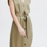SLVLESS VNECK BUTTON FRONT DRESS (additional colors))