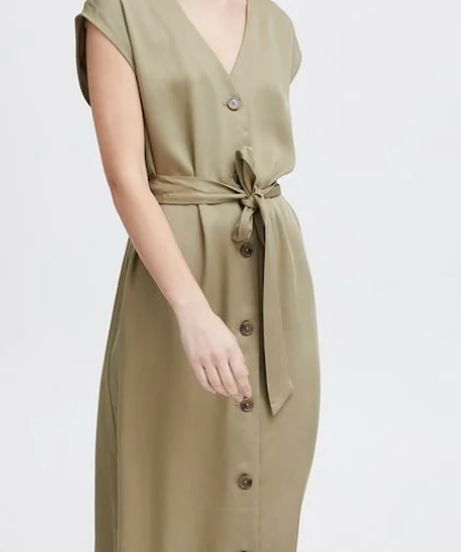 SLVLESS VNECK BUTTON FRONT DRESS (additional colors))