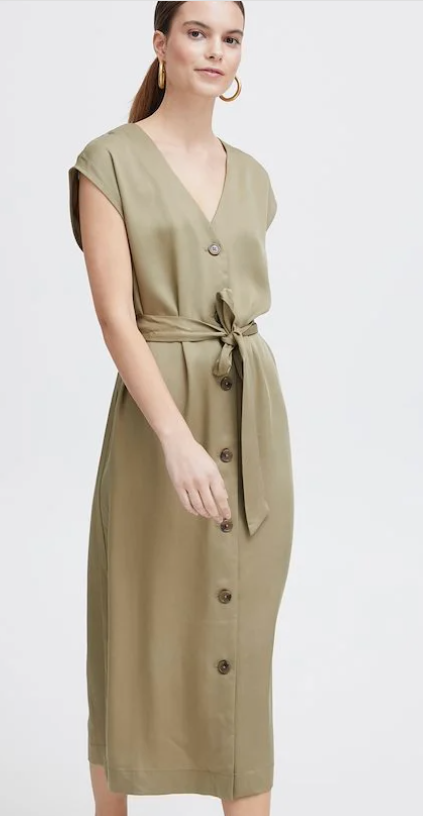 SLVLESS VNECK BUTTON FRONT DRESS (additional colors))