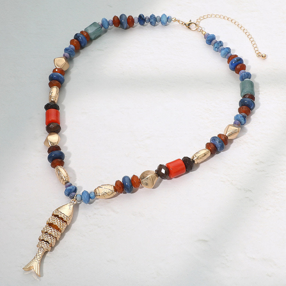 FISH ACCENT PEBBLE NECKLACE