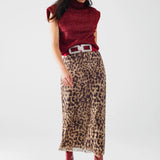 Leopard Stretch Midi Skirt