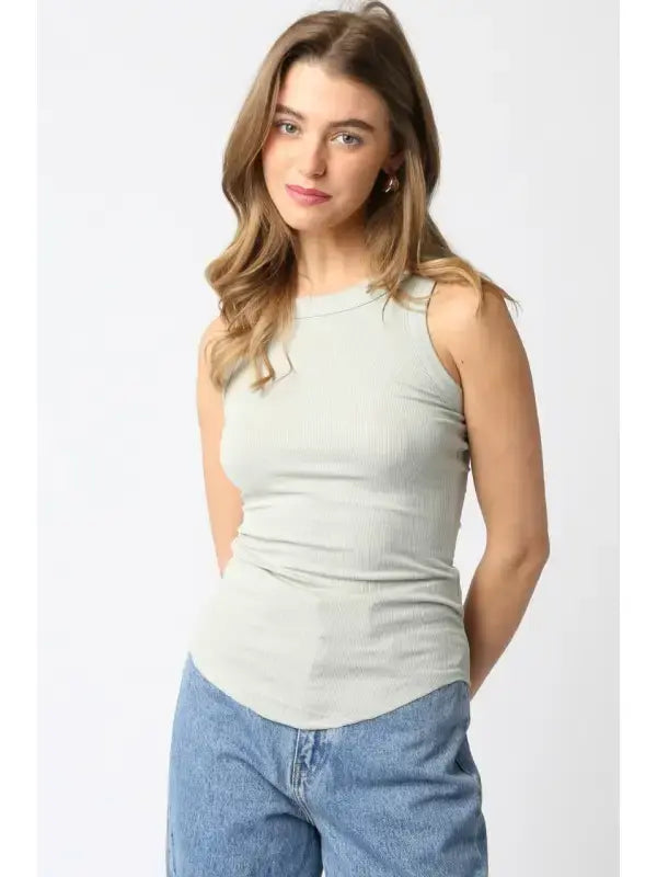 RIBBED HIGH SCOOP NECK TANK