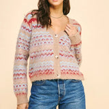 STRIPED BUTTON DOWN CARDIGAN