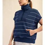 STRIPE QUARTER ZIP PULLOVER