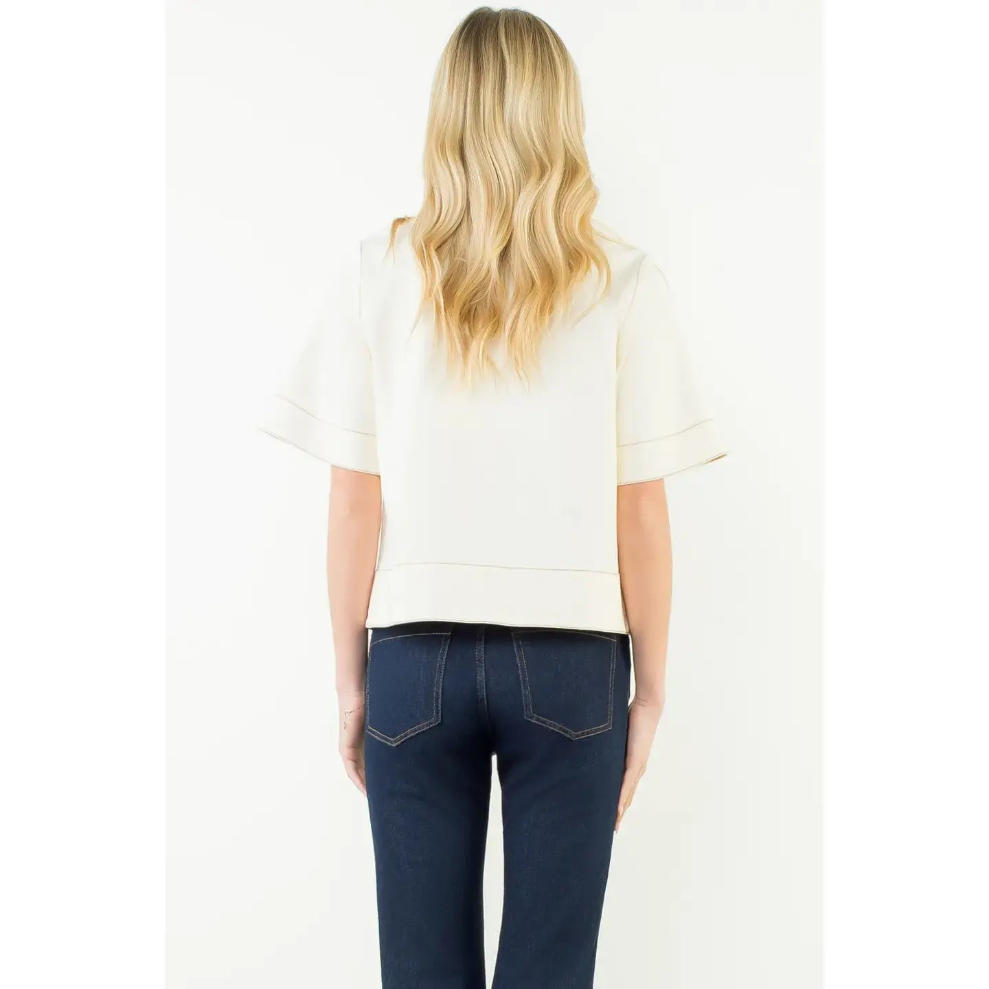 ZOE DENIM CREW NECK TOP