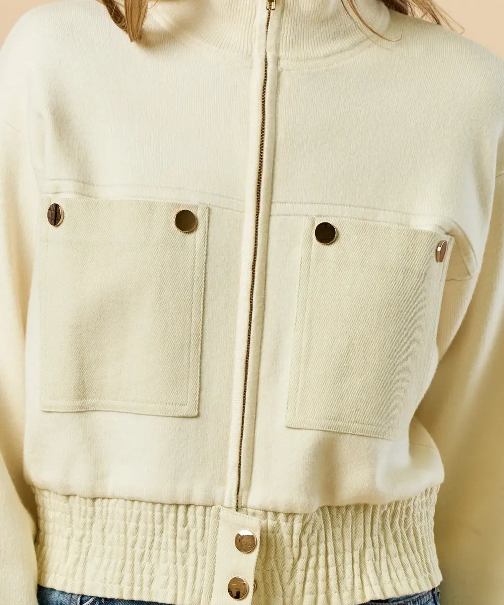 MOCK NECK ZIP UP JACKET