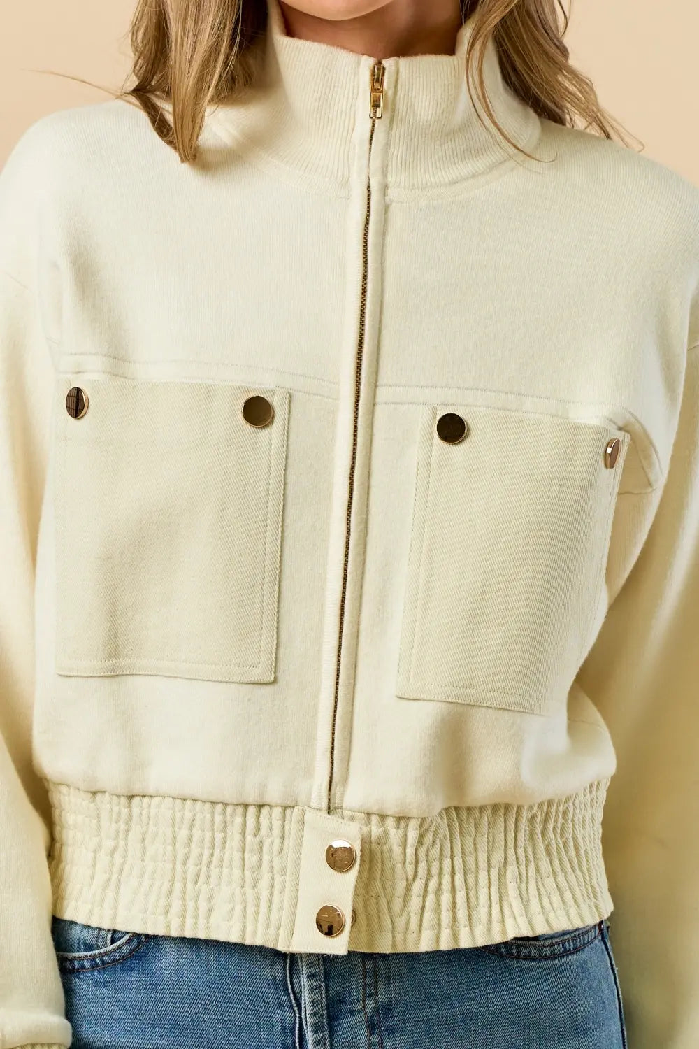 MOCK NECK ZIP UP JACKET