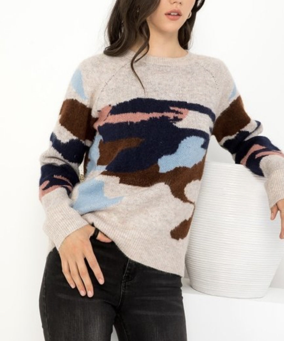 CAMO VIBE CREWNECK SWEATER