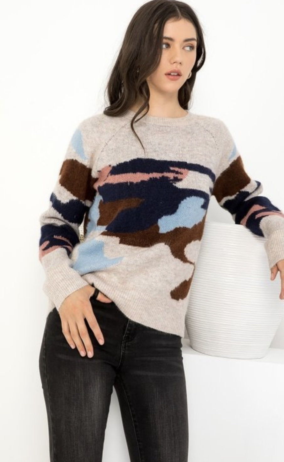 CAMO VIBE CREWNECK SWEATER