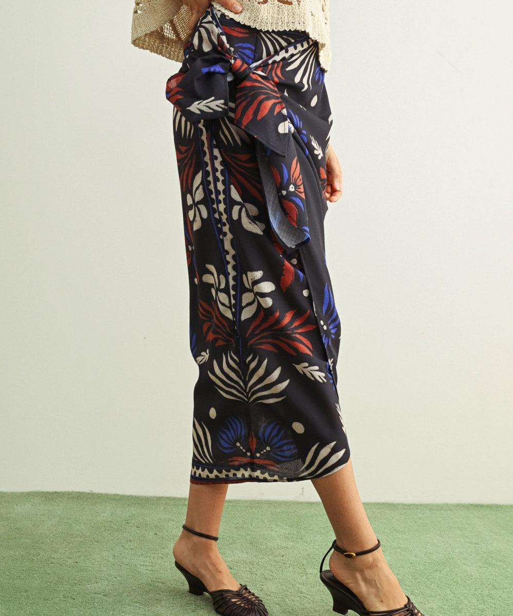 MULTI PRINT WRAP SKIRT
