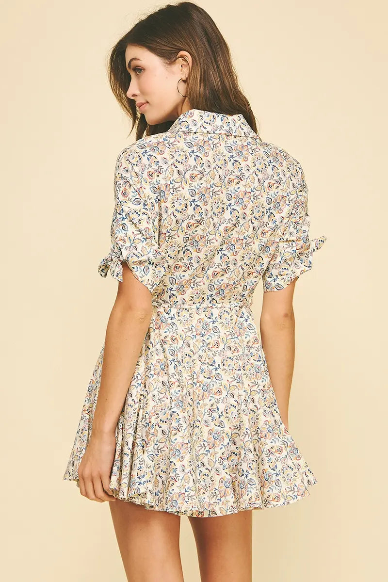 FLORAL BUTTON DOWN MINI DRESS