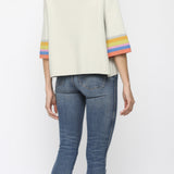 MOCK NECK BELL SLV W/STRIPES