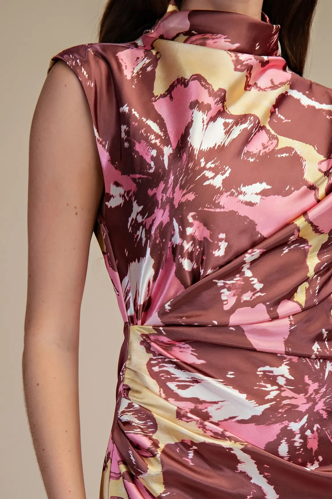 CAP SLEEVE MOCK NECK DRESS
