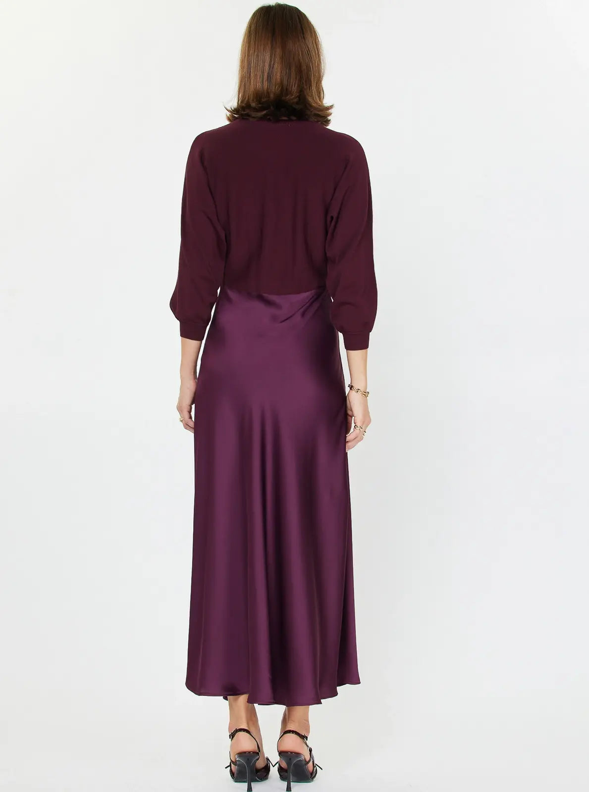3/4 SLV MIXED MEDIA DRESS