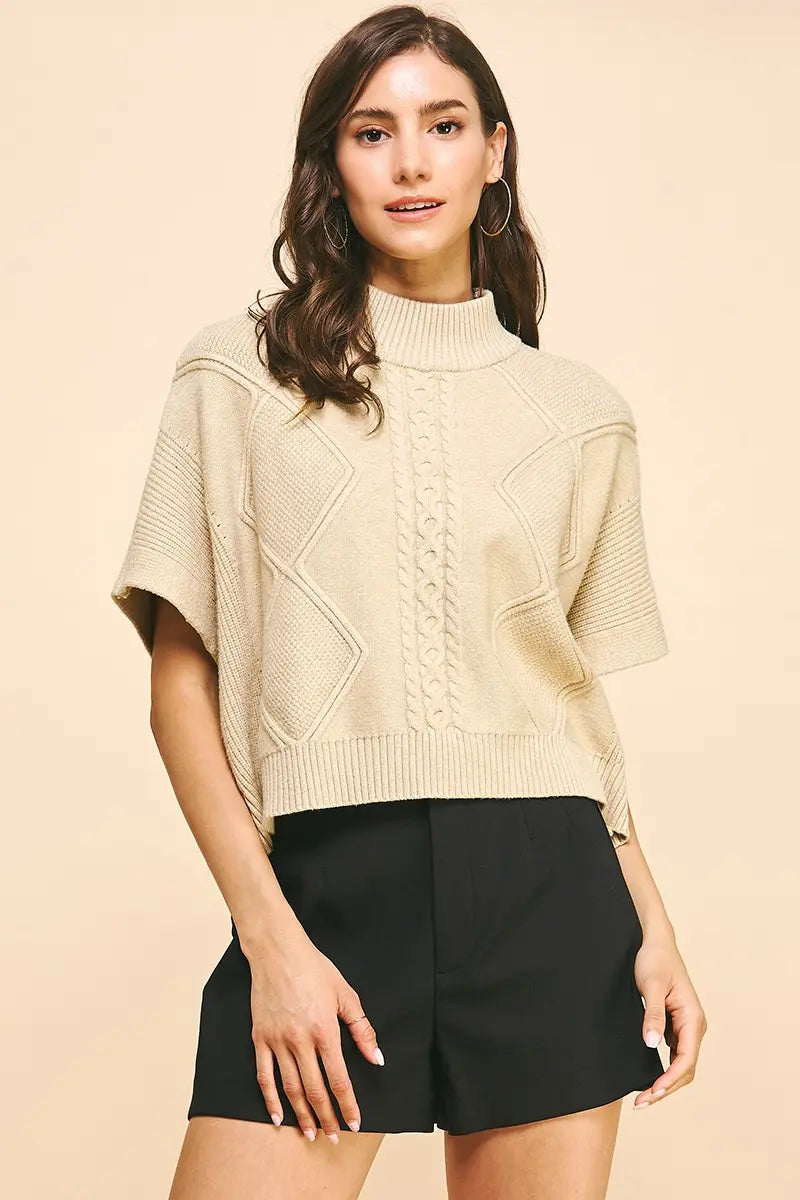 MOCK NECK SSLV SWEATER