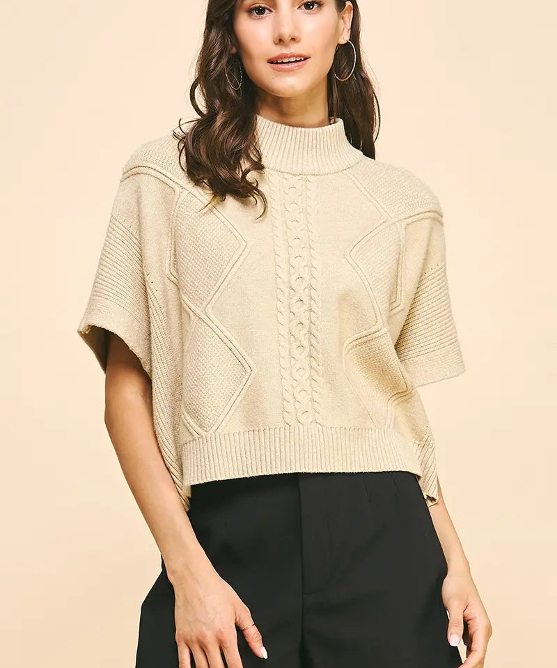 MOCK NECK SSLV SWEATER