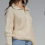 HALF ZIP CABLE DETAIL SWEATER