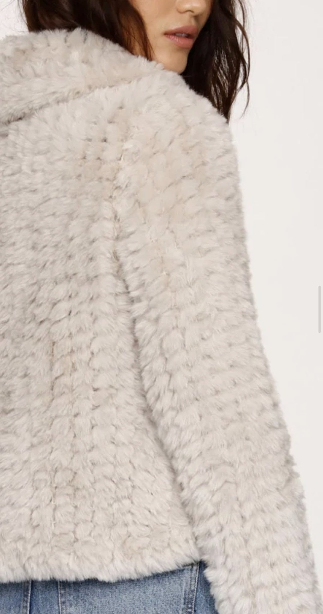 COLLARED FAUX FUR JACKET