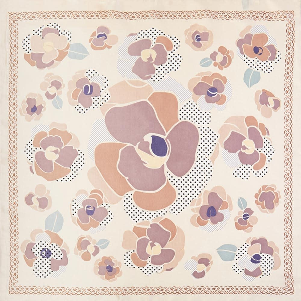 FLOWER PRINT SILKY BANDANA SCARF