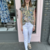 FLUTTER SLV BLOUSE WITH SMOCKING DETAIL