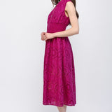 Magenta Eyelet Midi Dress