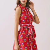FLORAL PRINT SCALLOP TRIM DRESS