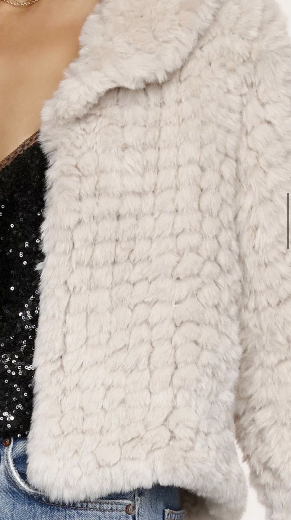 COLLARED FAUX FUR JACKET