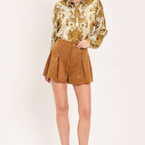 Silky Fall Print Button Down Blouse
