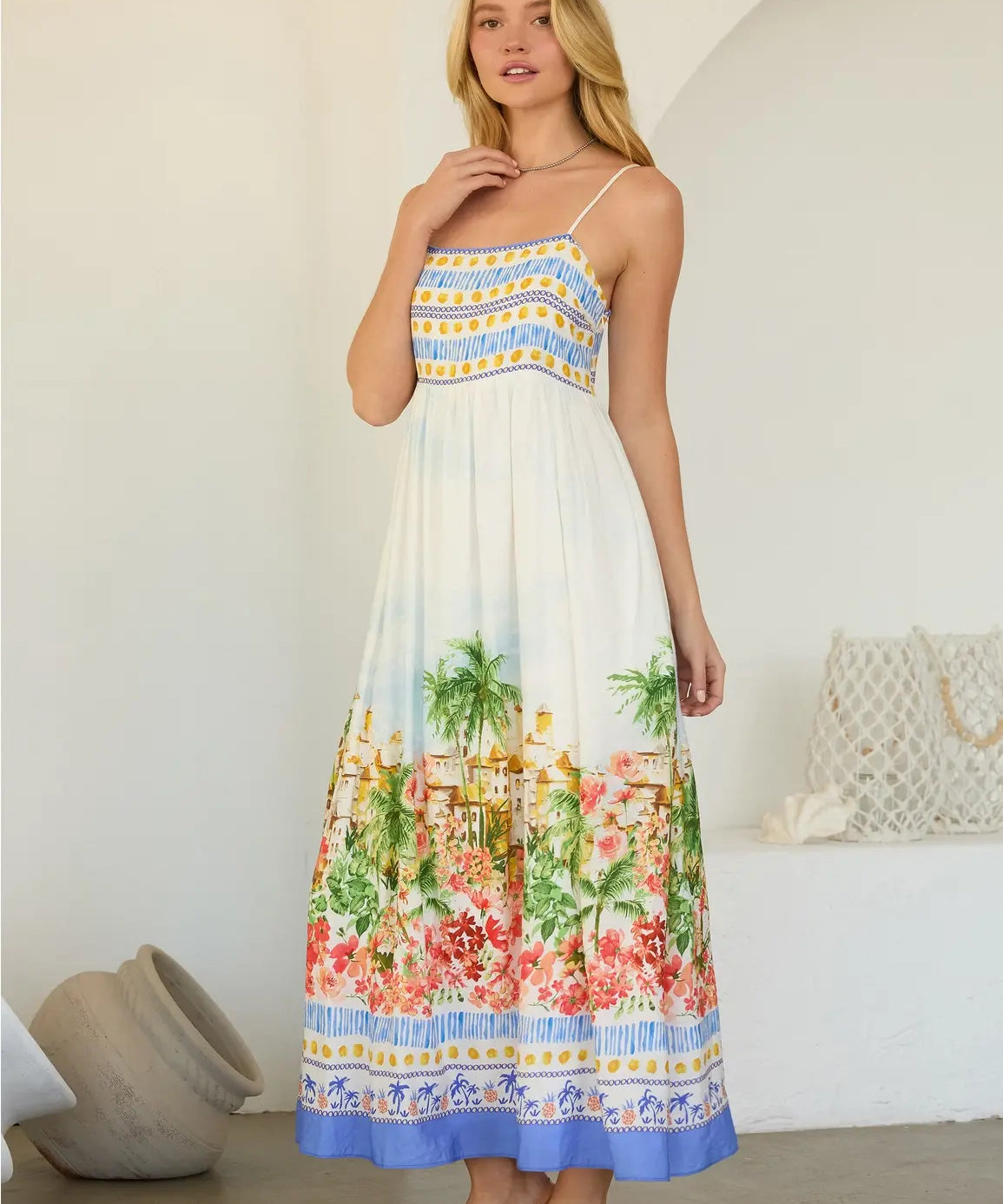 COASTAL TOWN PRINT SUNDRESS