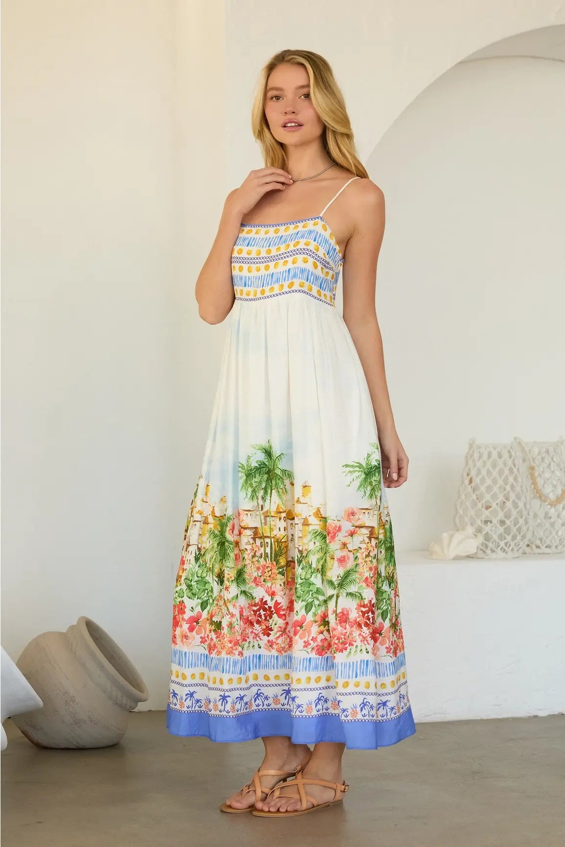 COASTAL TOWN PRINT SUNDRESS