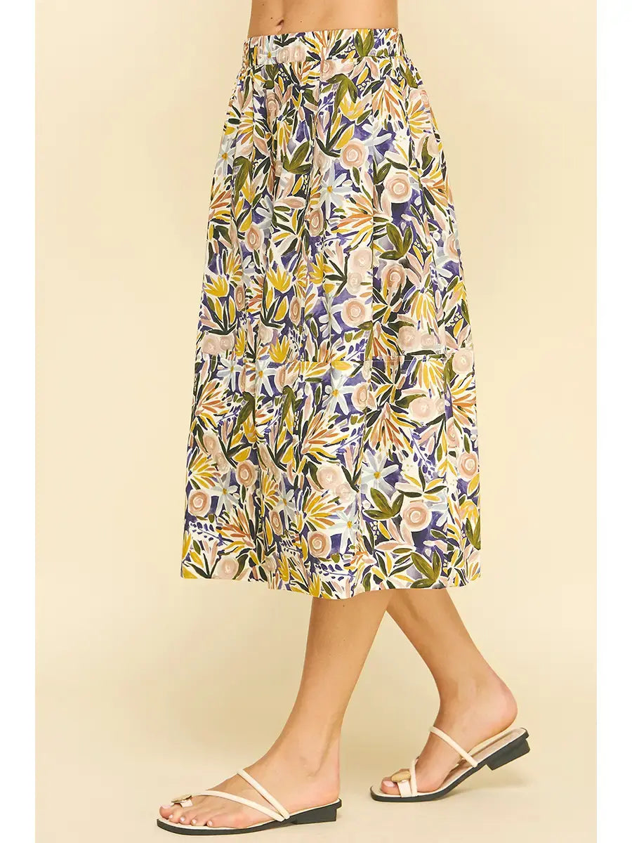 FLORAL PRINT A LINE SKIRT