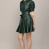 SSLV FAUX LEATHER DRESS
