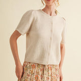 SHORT SLEEVED BUTTON UP SWEATER
