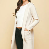 HOODED OPEN KNIT CARDIGAN