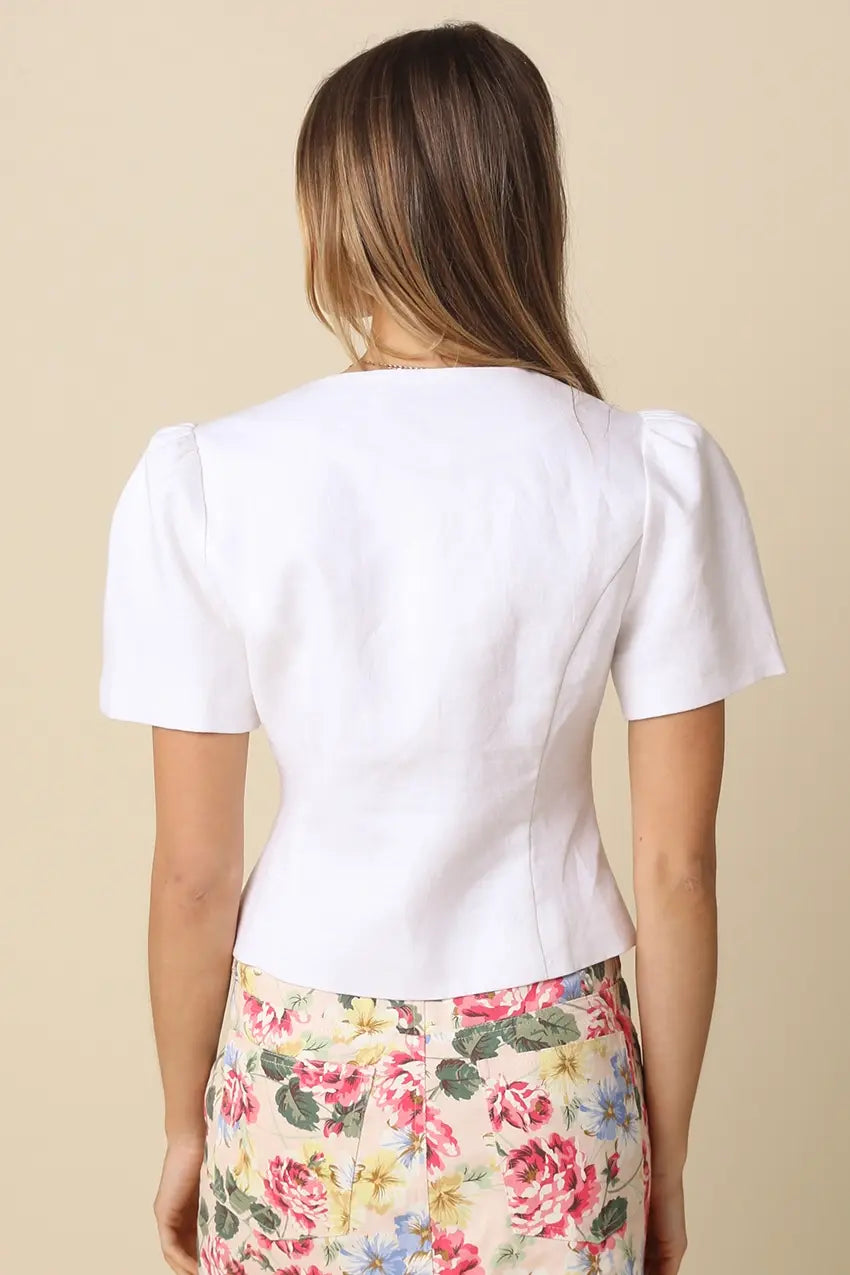NATALY PUFF SLEEVE LINEN BLOUSE