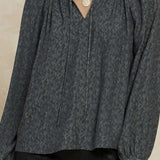 JACQUARD SELF TIE LSLV TOP